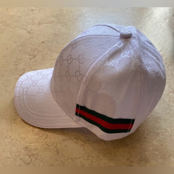 Gucci White Logo Pattern Ball Cap Hat main image 6